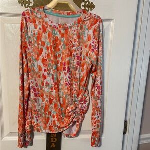 Tek Gear girls active wear long sleeve ruched tee; size: 14/16